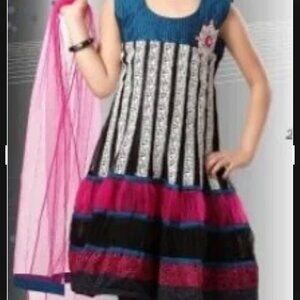 Pintoo Girl's Churidar Dress Colorful Embroidered Long Sleeve Anarkali‎ Style 30